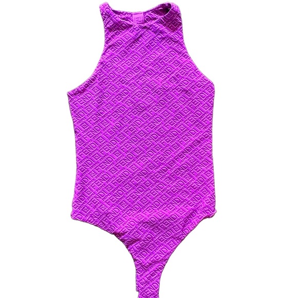 FENDI x SKIMS COLORADO PURPLE HIGH NECK SLEEVELESS BODYSUIT SIZE XS - Picture 2 of 6